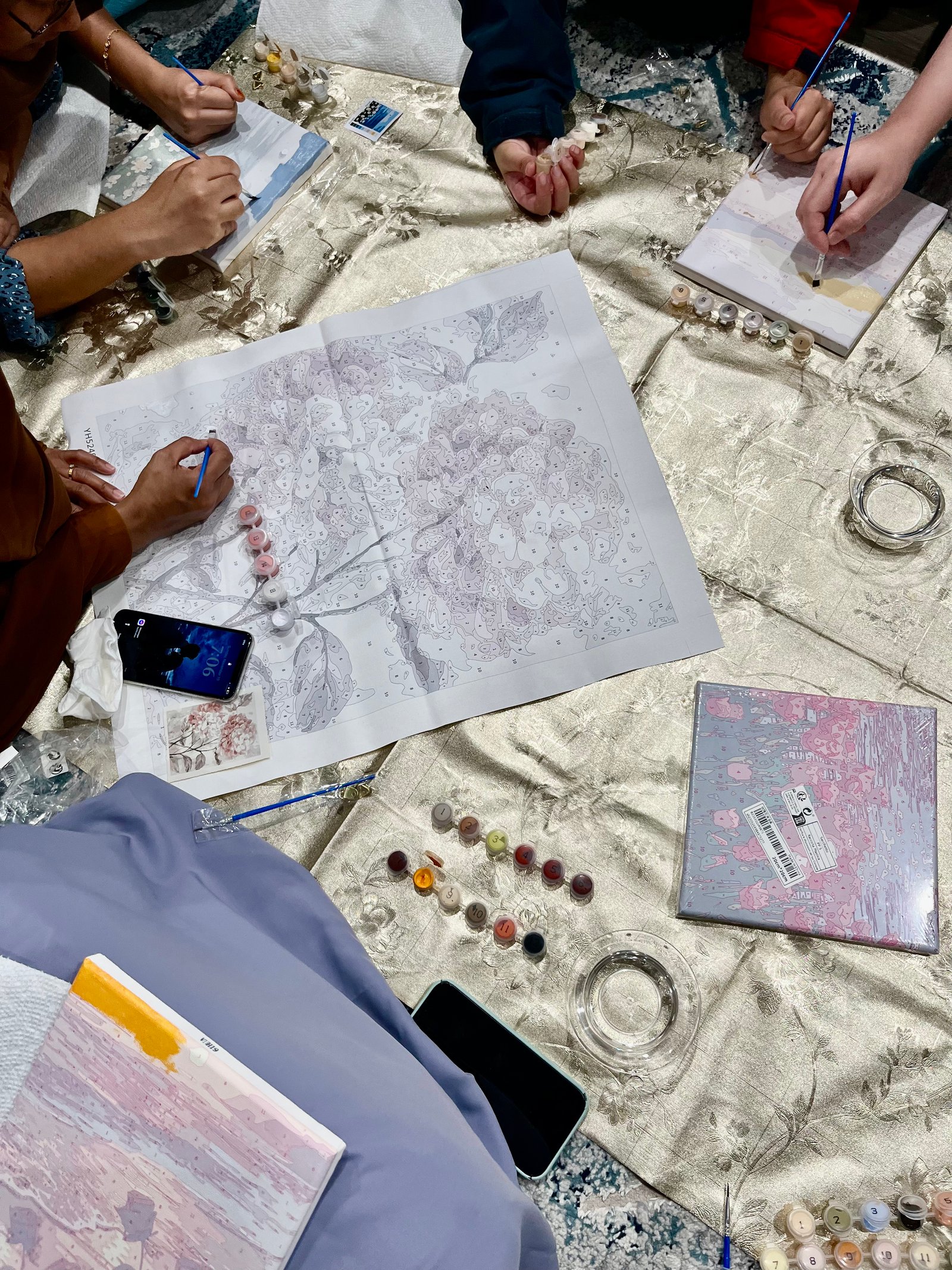 Students studying together at tables