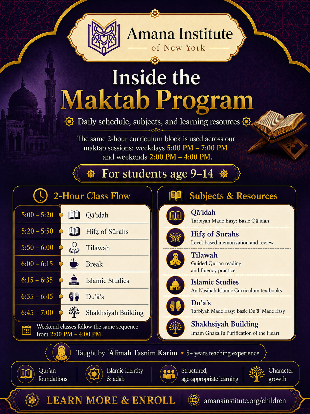 Maktab daily schedule flyer